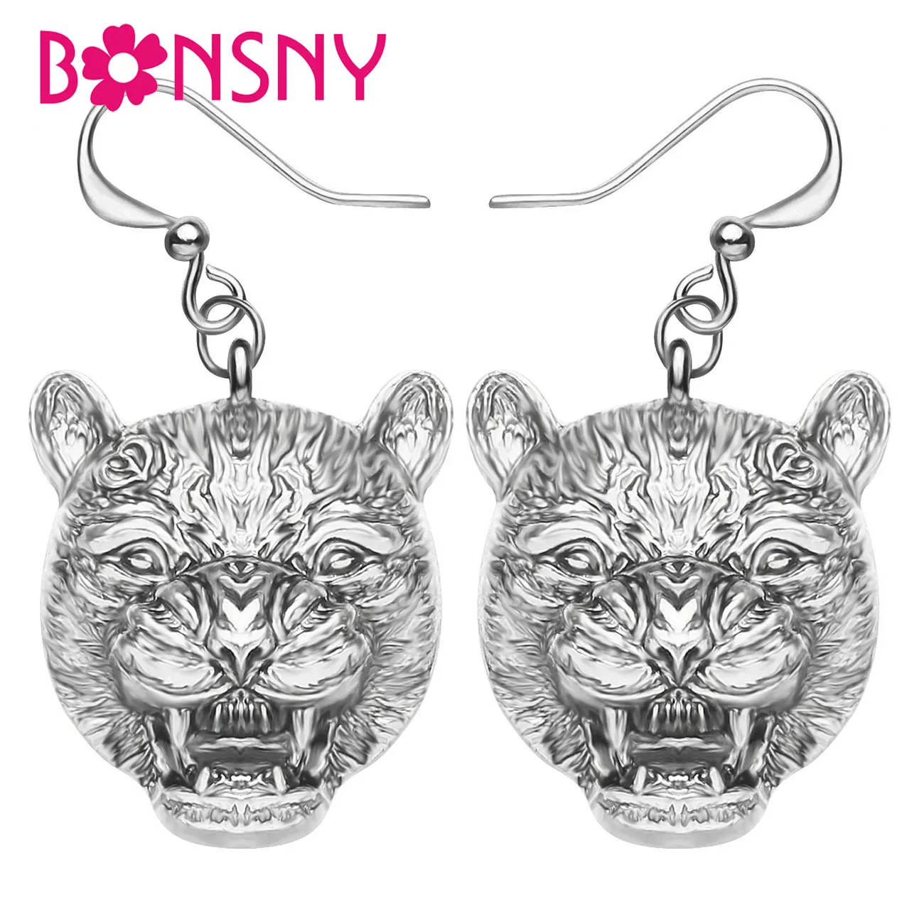 Bonsny Позолоченные антикварные серьги с головой леопарда Пантеры гепарда