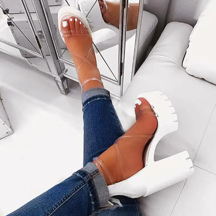 

high-heeled cross PVC straps outdoor travel sandals rubber bottom non-slip slippers increased 2020 new women's sandals