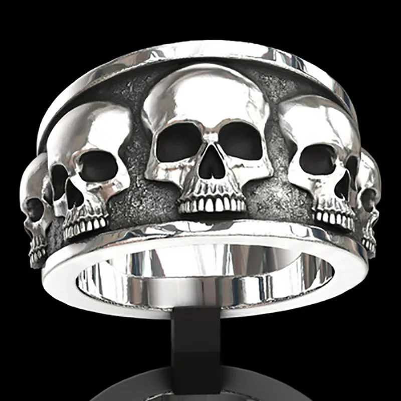 

2021 New Fashion Jewelry Wholesale Red Eye Ghost Head Ring Men Punk Ring Women