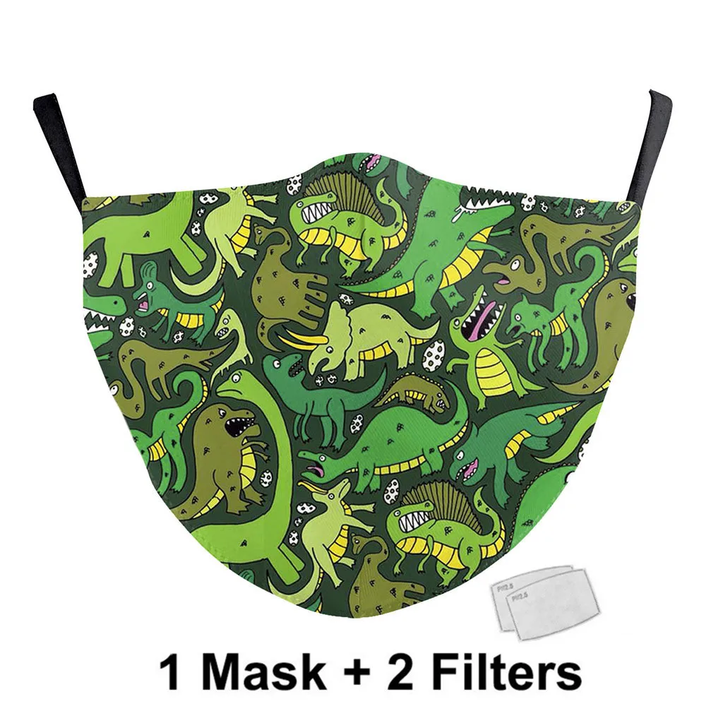 

Breathable Face Mask With Filters Cotton Cute Cartoon Prints Reusable Washable Masks Face Unisex Dust-proof Mouth Cover Mask