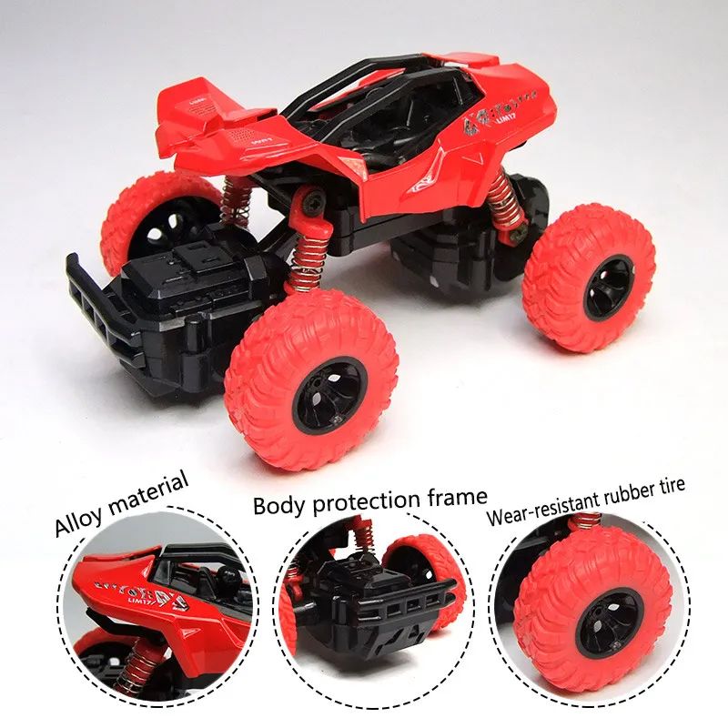 YINGELON 1pcs Pull Back Monster Trucks for Boys Kids Gifts Model Diecast Vehicle Car 1:55 With 4 Independent Shock Springs |