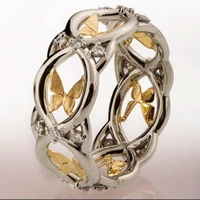fashion two tone cold color wind twist butterfly hollow out geometric ring for women party wedding engagenent jewelry size 5 11