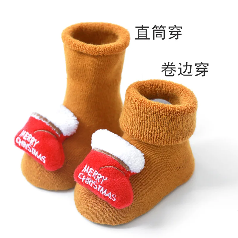 Детские рождественские носки осенне зимние хлопковые махровые для пола
