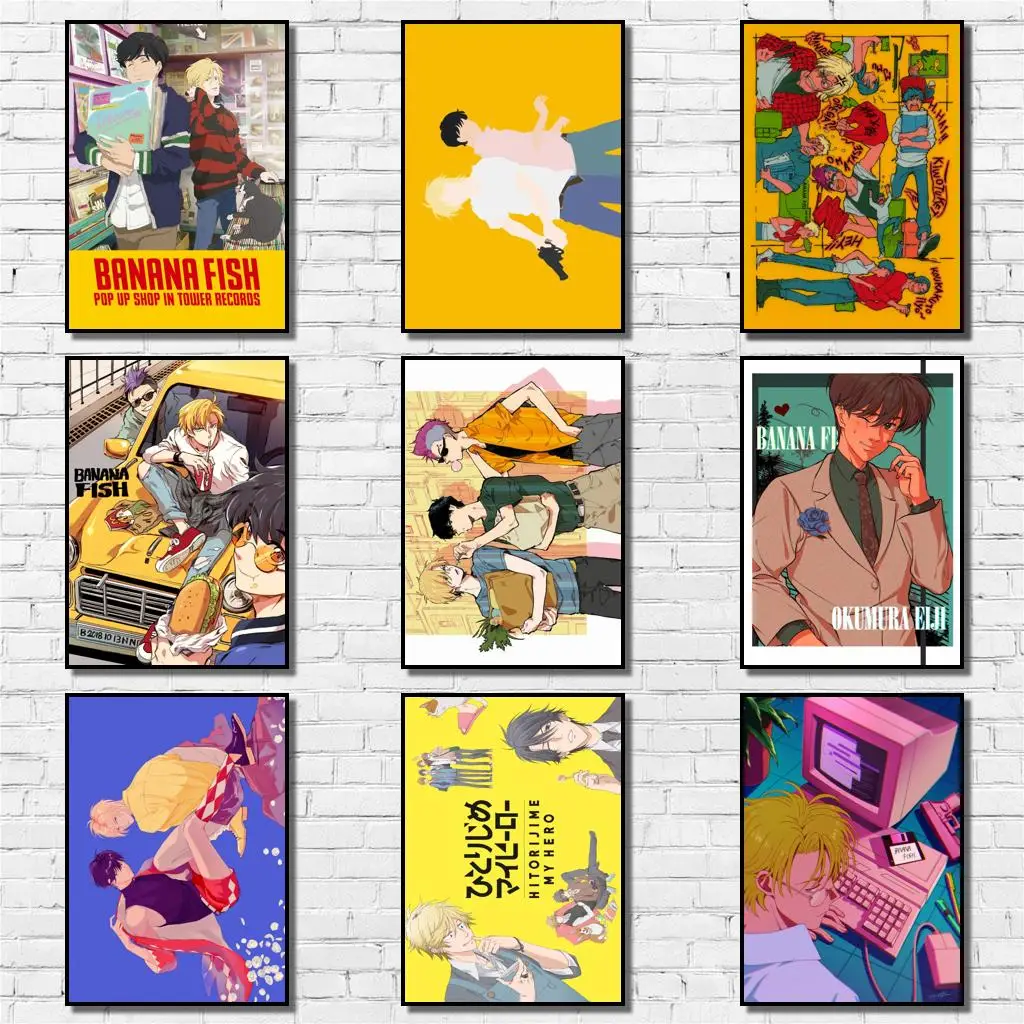 

36 дизайнов аниме Банановая рыба белая бумага, плакат, художественное оформление, картина для кофейни, бара