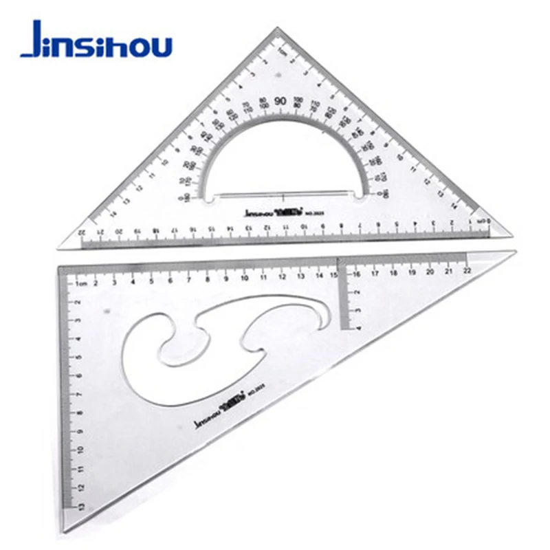 

Jinsihou/Cokai Multi-function Beveled Plastic Triangle Ruler 15/20/25/30/35cm 2pcs/set Geometry Engineering Ruler Protractor