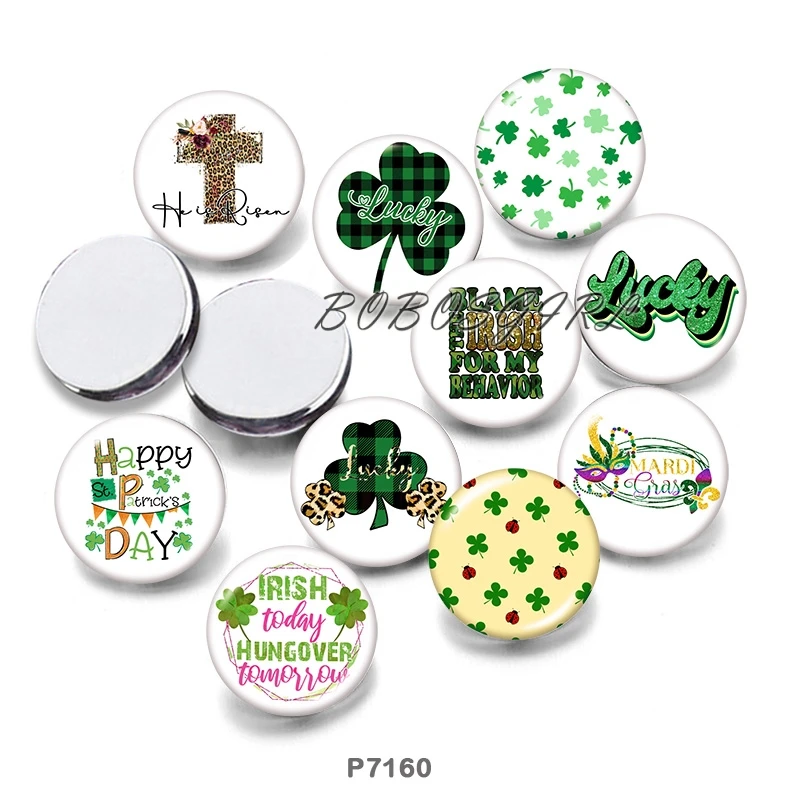 

LUCKY Clover 12 мм 18 мм 20 мм кнопки ювелирные изделия DIY браслет Круглый Фото стеклянные кабошоны P7160