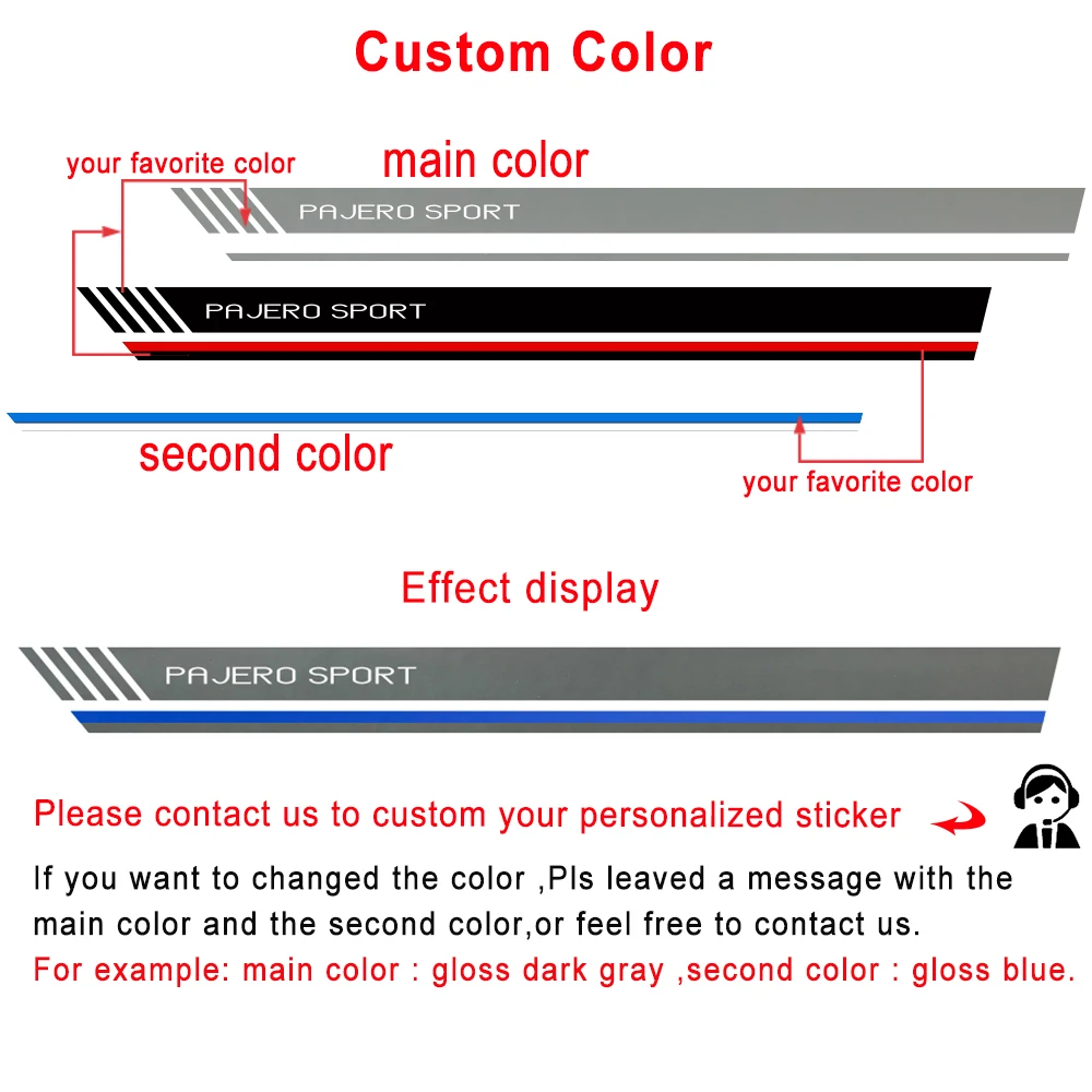 

Car Decals Side Door Racing Stripe Styling Graphic Vinyl Car Sticker Fit For MITSUBISHI PAJERO Sport 2015 2016 2017 2018 2019