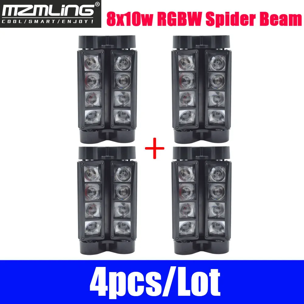 4 шт./лот Led 8x10 Вт RGBW Луч света 8 глаз Мини Паук свет DMX512 движущийся головной