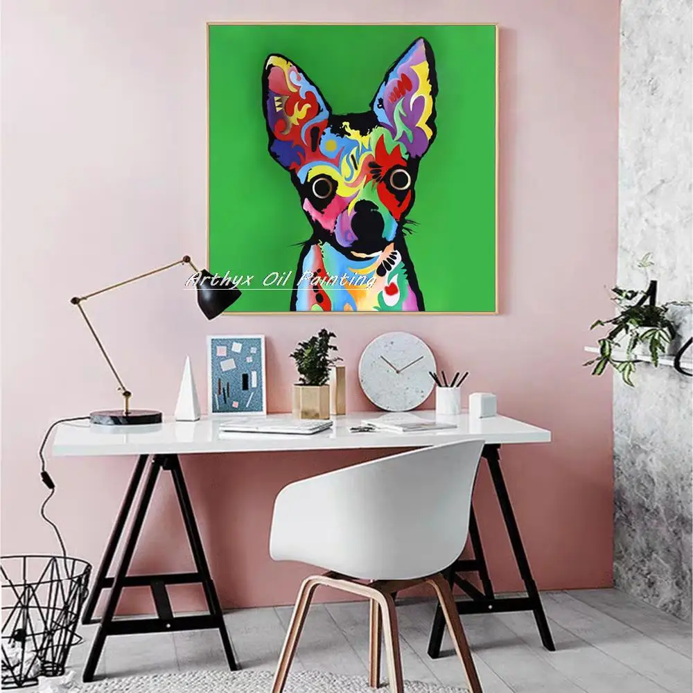 Arthyx Ручная роспись Абстрактная милая собака животные картина маслом на холсте