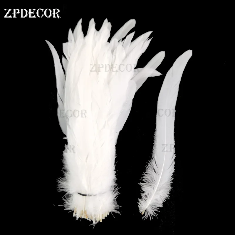 ZPDECOR 25-30 см 10-12 дюймов белоснежные петушиные перья хвост для карнавала | Дом и сад