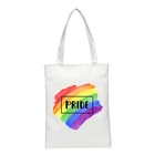 Холщовая Сумка-тоут с принтом для лесбиянок с изображением ЛГБТ-радуги, женская наплечная сумка, большая емкость, дамские сумки для покупок, Студенческая Холщовая Сумка