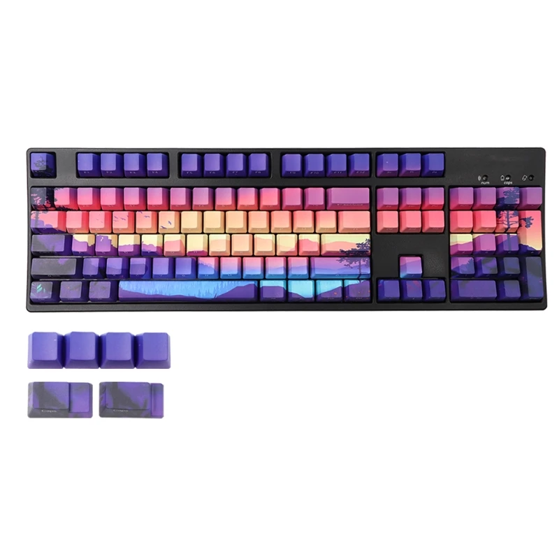 

Пурпурные колпачки для клавиш OEM, PBT 5 Face Dye-Sub 128 Keys, полный набор 6.25U, пропускная панель для GH60 \ IKBC \ duck / FILCO-128keys