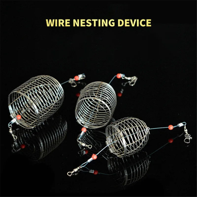 

S/M/L Stainless Steel Fishing Lure Cage Baits Cage Fishing Trap with Round Bottom Serves Holder Fishing Tackle Basket