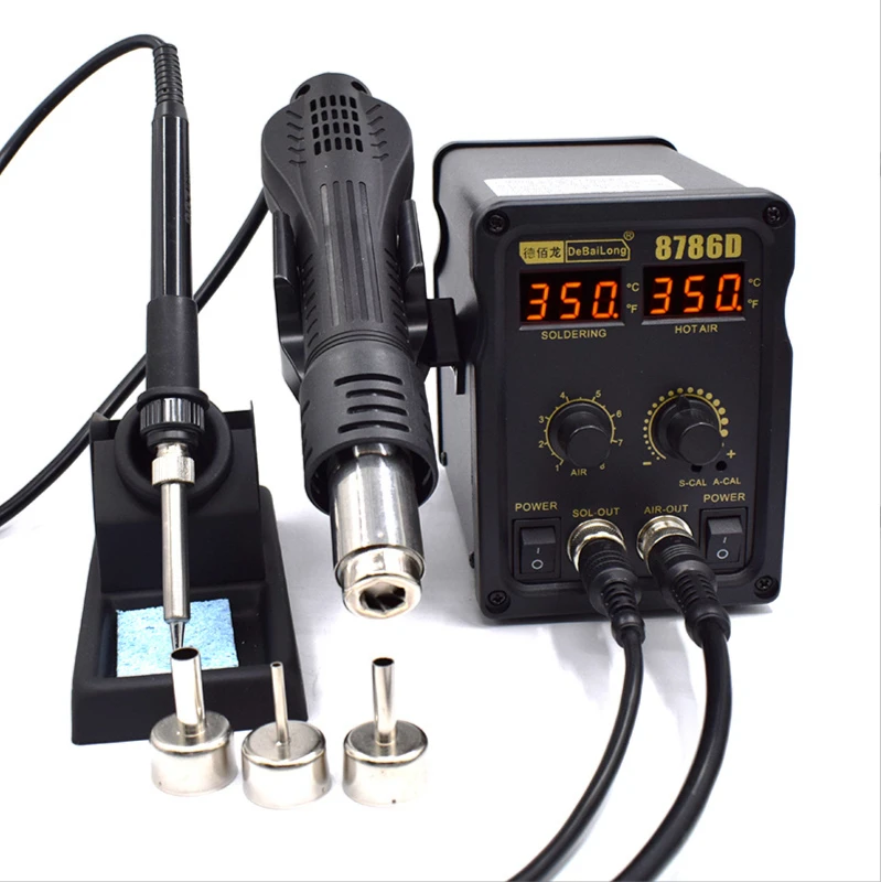 

Us 110V Dual Use Dual Digital Display Hot Air Gun 8786D Welding Table Electric Soldering Iron Multi-Function Repair