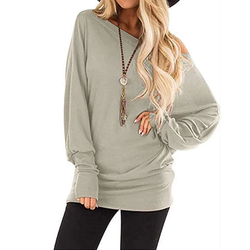 Блузка женская с открытыми плечами Повседневная Свободная рубашка-топ