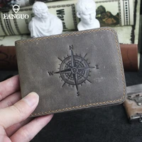 3d compass embossed credit card holder bag genuine leather driver license holder handmade multi function card wallet