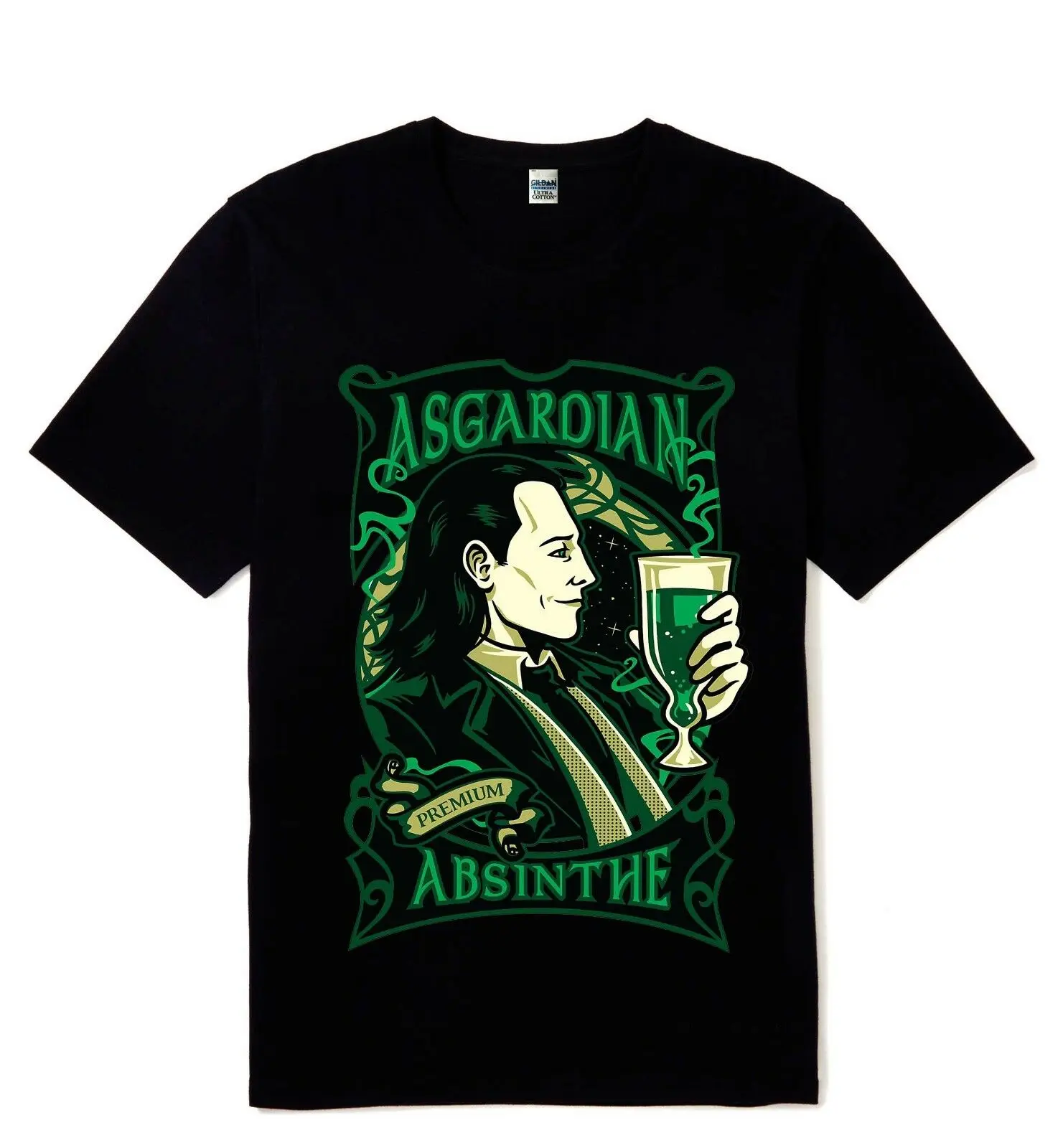 

New Loki Asgardian Absinthe Thor Odin Men's Black T Shirt Color Sizes S to 2 XL
