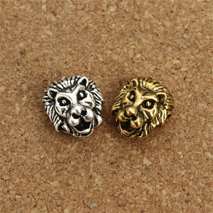 

Vintage Lion Head Charms Beads 11.5*12.5mm Antique Gold Silver Color for DIY Necklace Bracelet Jewelry Making Findings