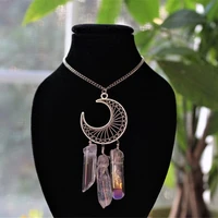 natural crystal pendant big moon reserved for crystal pillar charms necklace healing stone fashion jewelry women creative gift