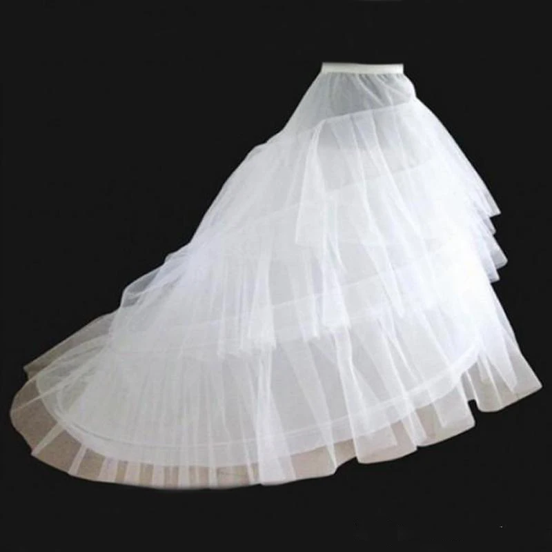 

Bridal Petticoat White A-Line 3 Layers 2 Hoop Train Sweep Slip Wedding Dress Underskirts For Wedding Ball Gowns Pageant Dress