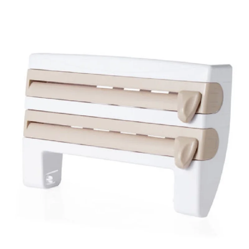 

Kitchen Plastic Refrigerator Cling Film Storage Cutting Rack Wrap Cutter Tin Foils Paper Towel Holder Kitchen Shelf Hang Holder