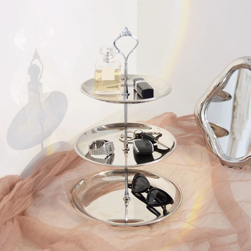 

Лоток для хранения из нержавеющей стали, настольная стойка для хранения ювелирных изделий, ключей, помады, небольших предметов, многослойны...