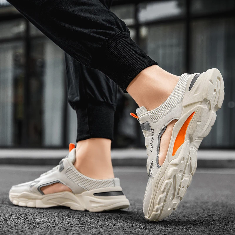 

2021 Summer Men's Lightweight Breathable Hollow Half-drag Old Shoes Youth Trend Fashion Outdoor Sports Shoes Men's Casual Shoes