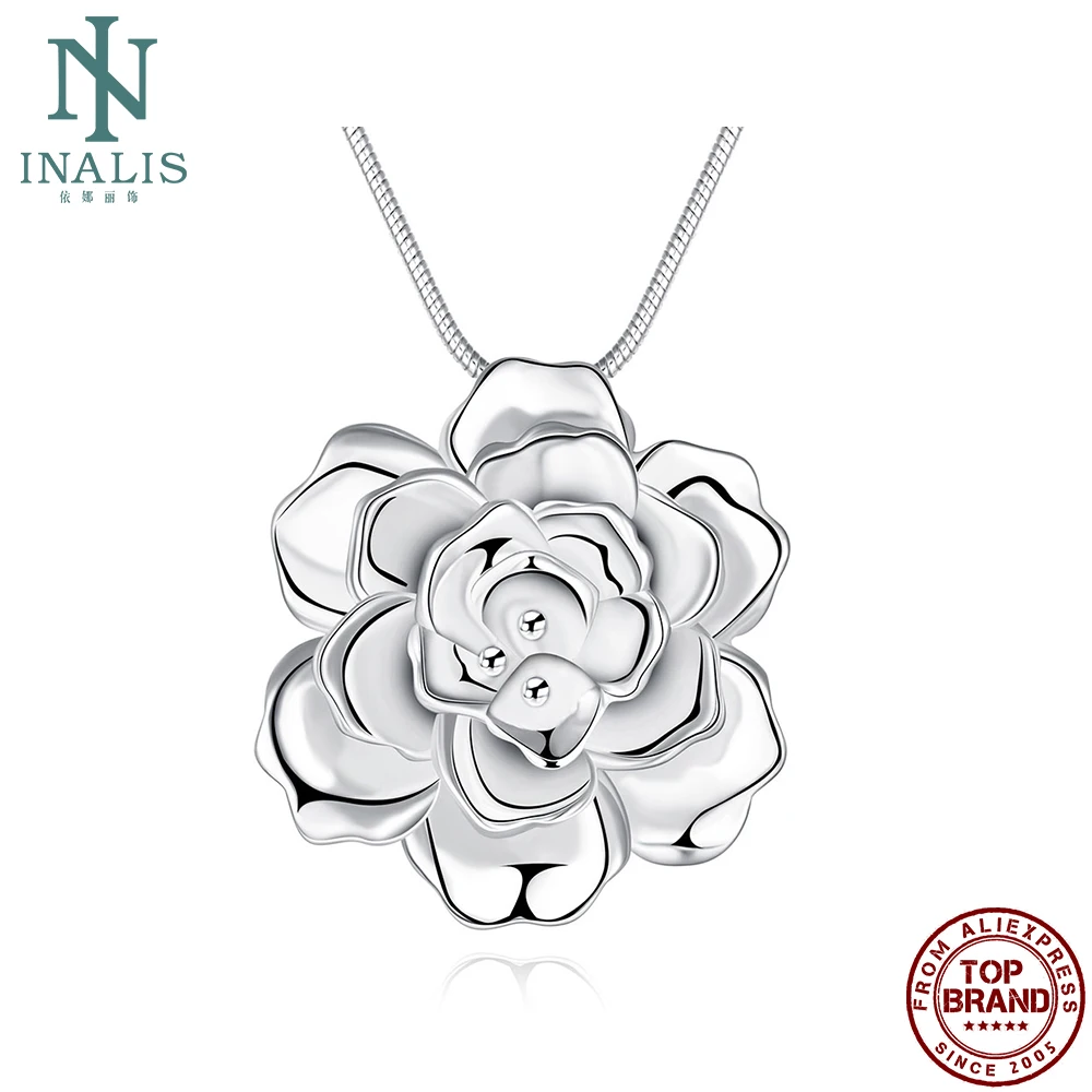 

INALIS Romantic Creative Flower Necklace Silver Plated Woman Necklace Boutique Jewelry To Send Friends Romantic Anniversary Gift