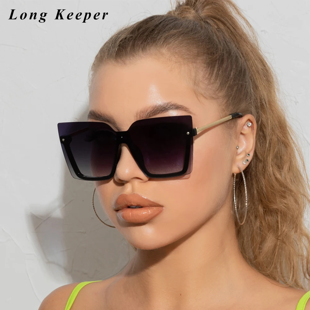 

Fashion Tea Gradient Sunglasses Women Metal Legs Glasses Lady Oversize Cat Eye Sun Glasses Female Vintage Designer Shades UV400