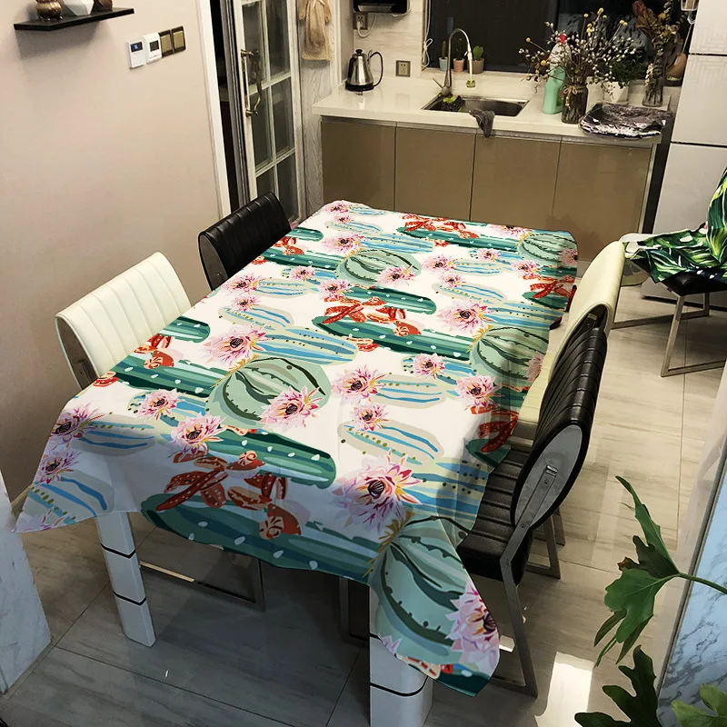 

Washable waterproof printed cactus pattern household tablecloth