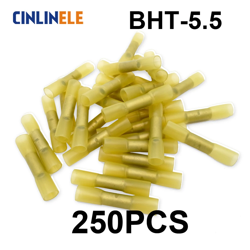 250 шт. BHT5 утепленная Термоусадочные Провода электрические обжимной разъема 12 10AWG 4