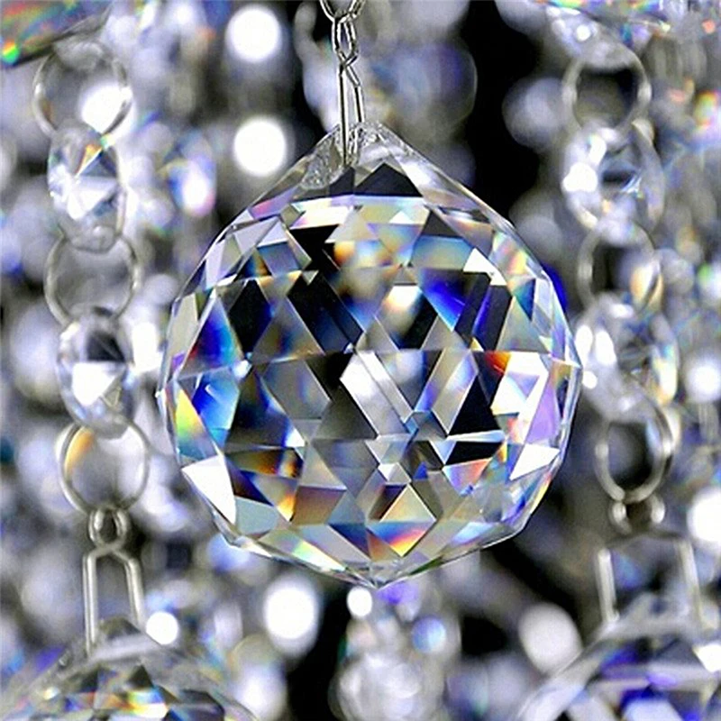 

20/30/40mm Hanging Clear Crystal Lighting Ball Prisms DIY Pendant Curtain Chandelier Decor