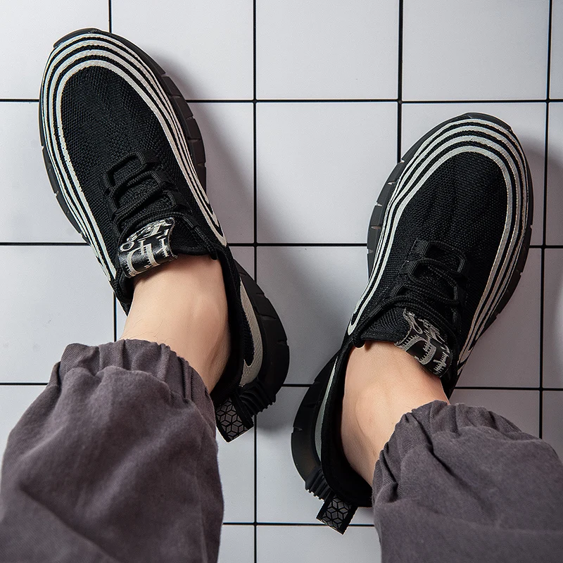 Флуоресцентная обувь для мужчин кроссовки бега из сетчатого материала мягкие