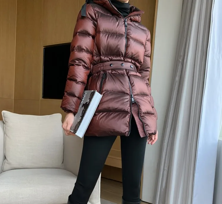 Пуховое пальто зимнее тонкое плотное теплое настоящее пуховое модное женское