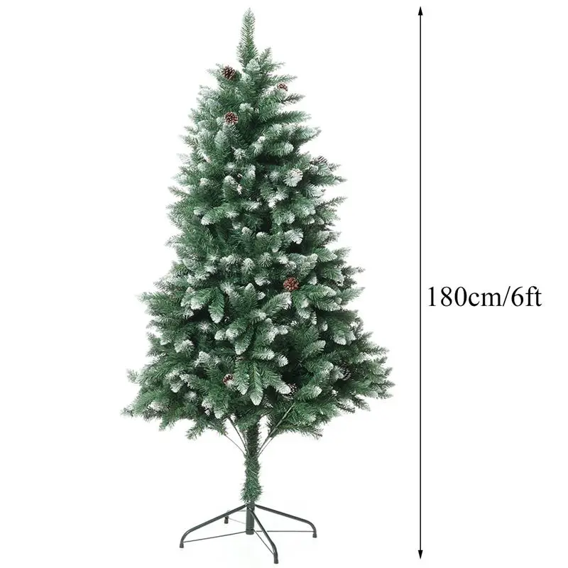 Green 1,8 м/6 футов DIY рождественская елка Новогодний подарок стекающаяся Рождественская елка с сосновыми шишками Снежинка елка рождественский семейный декор для отеля - Цвет: Green