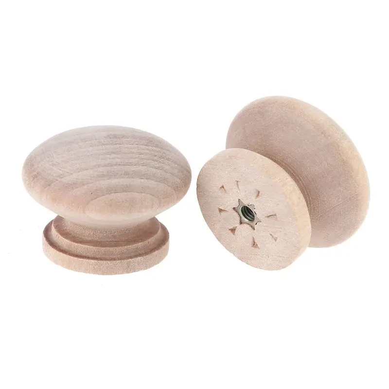 

20PCS Natural Wood Cabinet Drawer Pull Handles With Screws Wardrobe Door Knobs