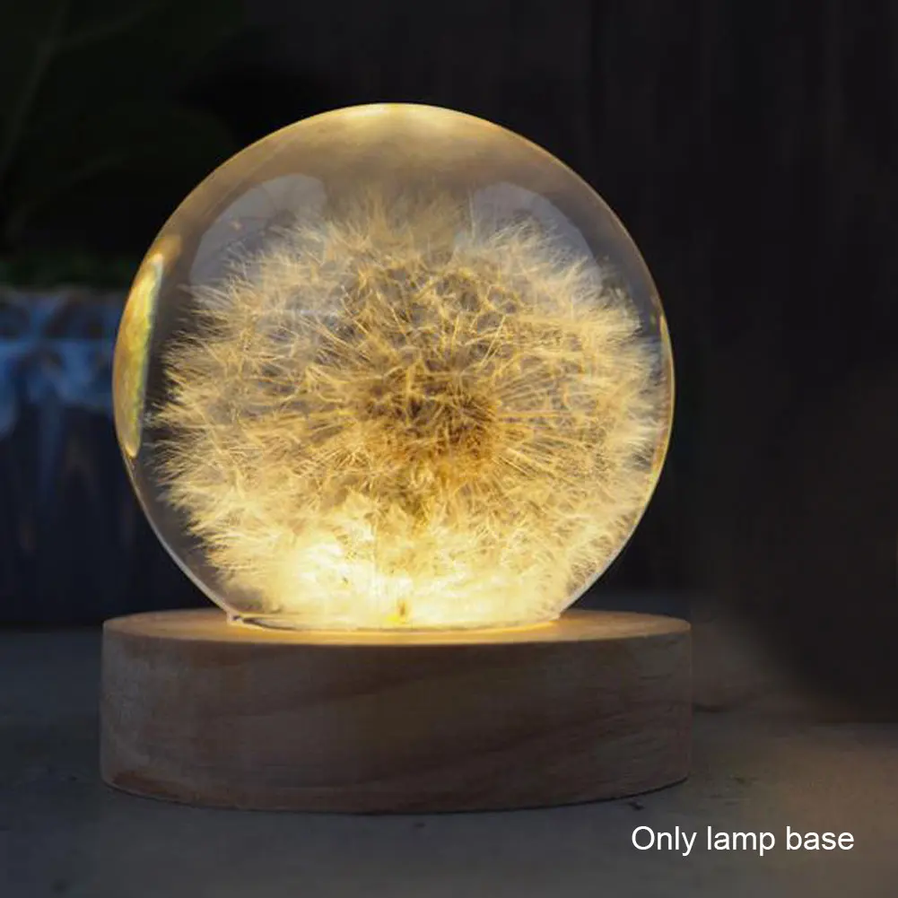 

Lamp Base DIY Glass Ball Art Night Light Led Round Wooden Crystals USB Display Stand Holder Ornament Accessories Illumination