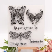 butterflies dragonfly transparent clear silicone stamp seal cutting diy scrapbook rubber coloring embossing diary decor reusable