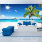 Пользовательские фото обои 3D вид на море кокосовое дерево росписи гостиная тема отель фон Настенный декор Papel де Parede Sala Fresco