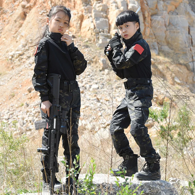 

Kids Outdoor Camouflage Training Clothes Suit Soldier Uniform Military Army Uniform for Boys Girls Halloween Carnival Cosplay