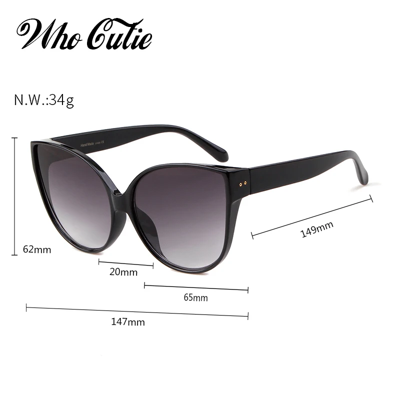 Женские солнцезащитные очки с кошачьим глазом WHO CUTIE брендовые дизайнерские в