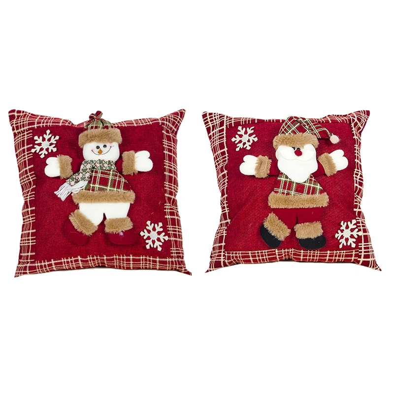 2 шт. Рождественские украшения Набор подушек ткань трехмерная кукла Санта-Клауса