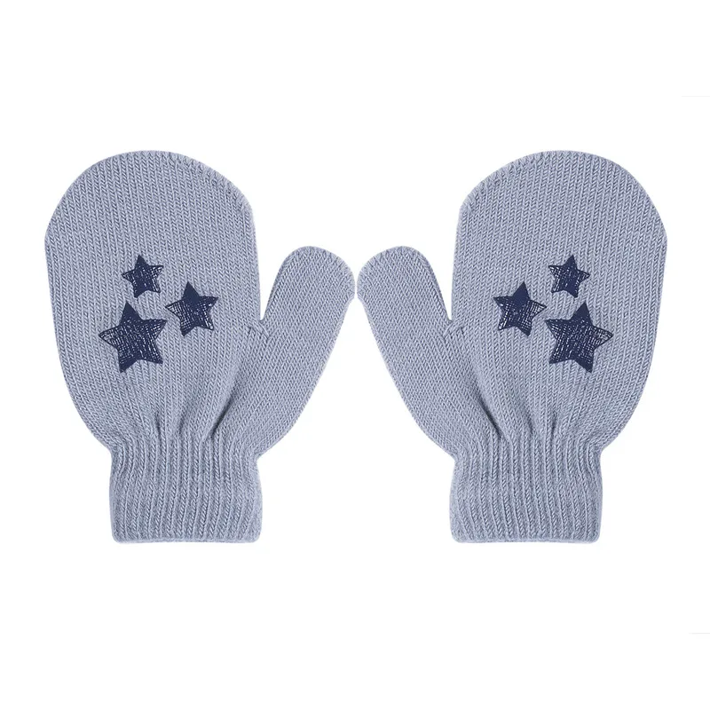 Детские варежки в горошек со звездами и сердечками зимние мягкие вязаные теплые