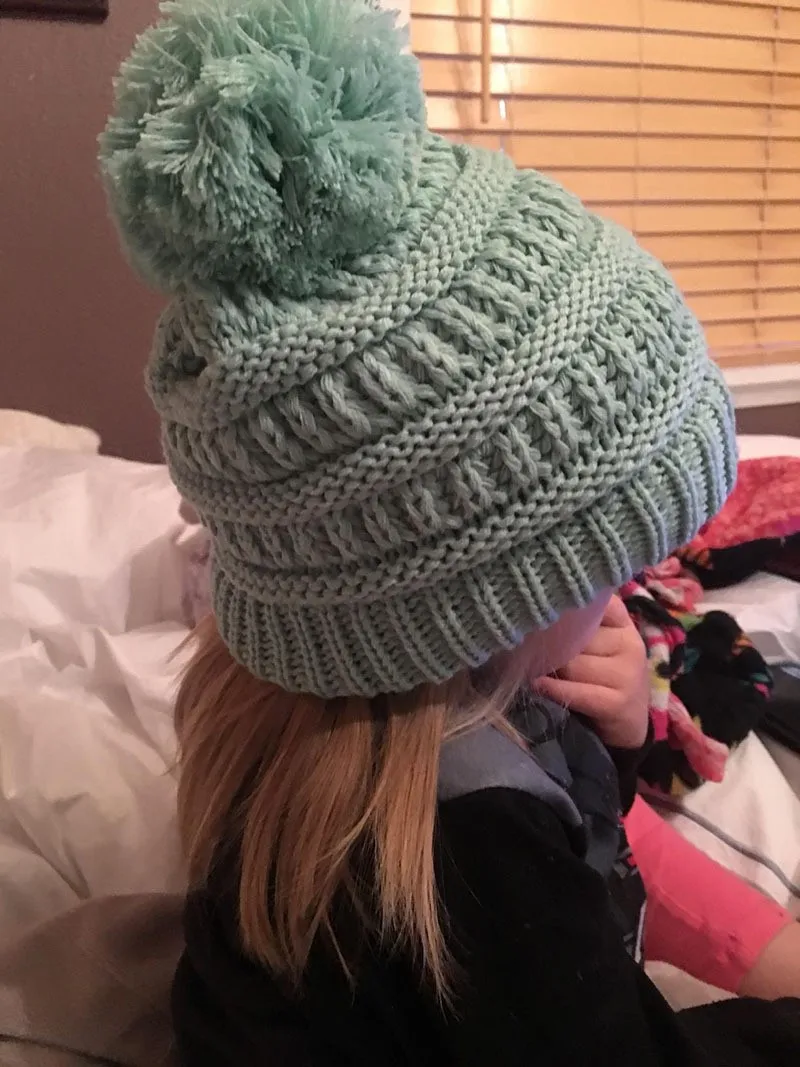 Вязаная шапка для девочек и мальчиков детская теплая зимняя повседневная