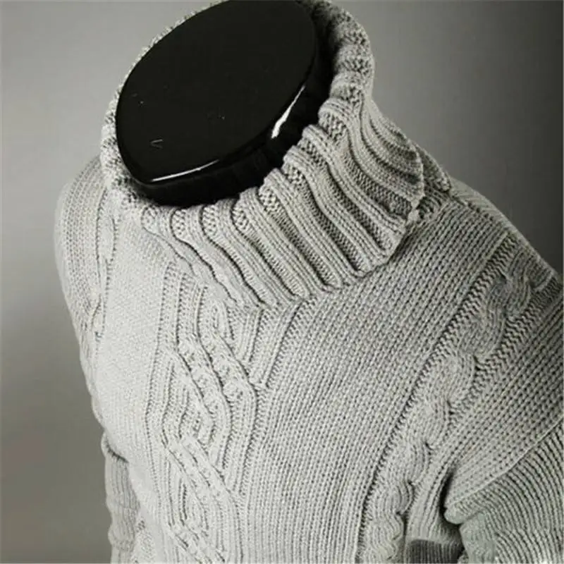 

Sweater Mens Pullover Jumper Turtle Neck Knitted Roll Long Sleeve Winter Warm