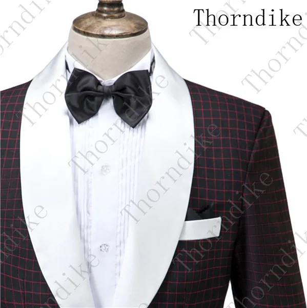 Thorndike Новый мужской пиджак на одной пуговице красный в клетку черный дизайн DJ Singer