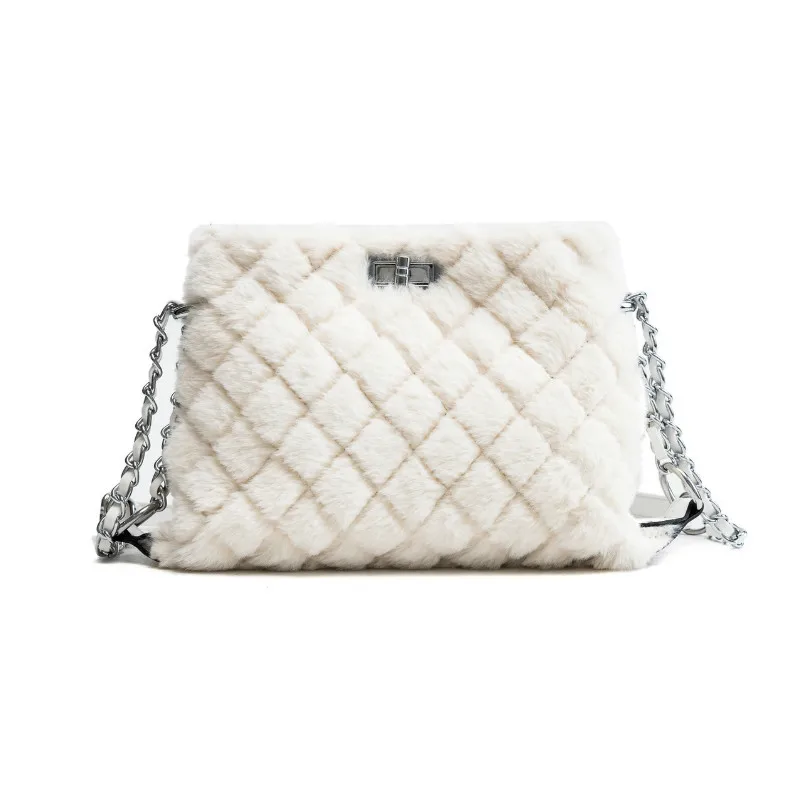 Меховая женская сумка новинка 2019 бархатная клетчатая цепочка маленькая
