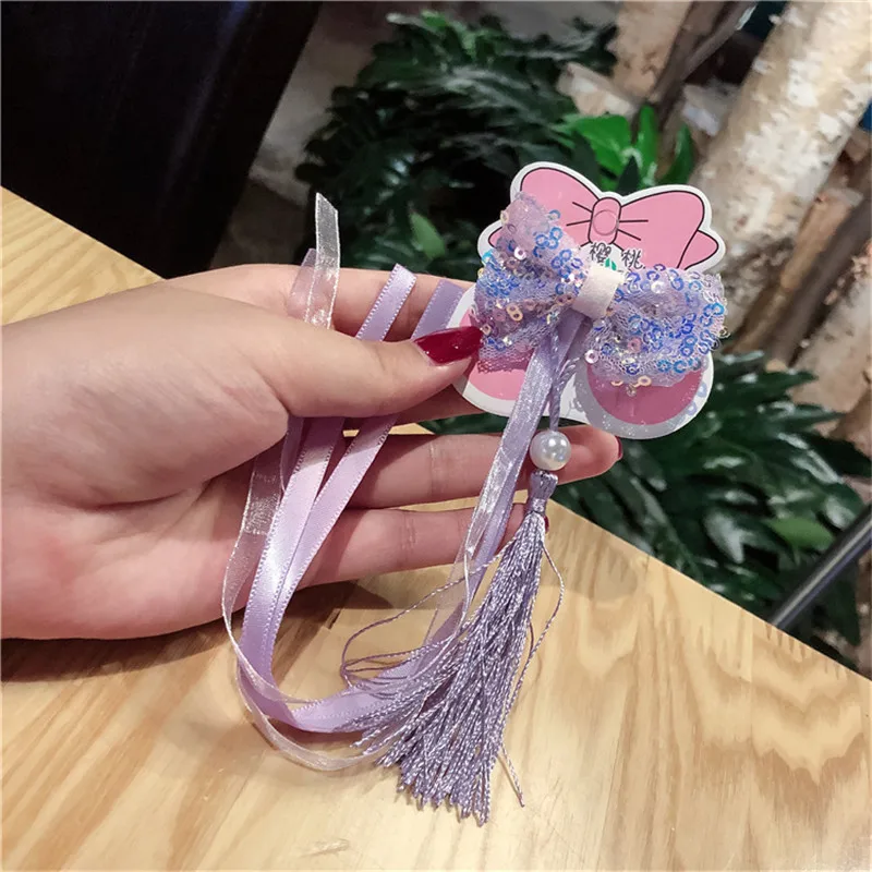 3 Children Ribbon Bow Hairpins Cute Glitter Princess Hair Clips Hair Accessories For Girls Barrette Party Headwear Birthday Gift - Цвет: 3
