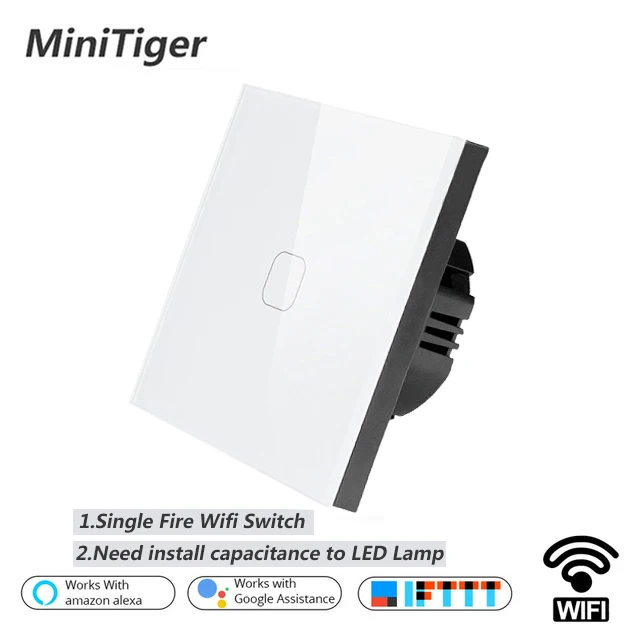 Minitiger ЕС/Великобритания WIFI умный 1 банда сенсорный выключатель приложение