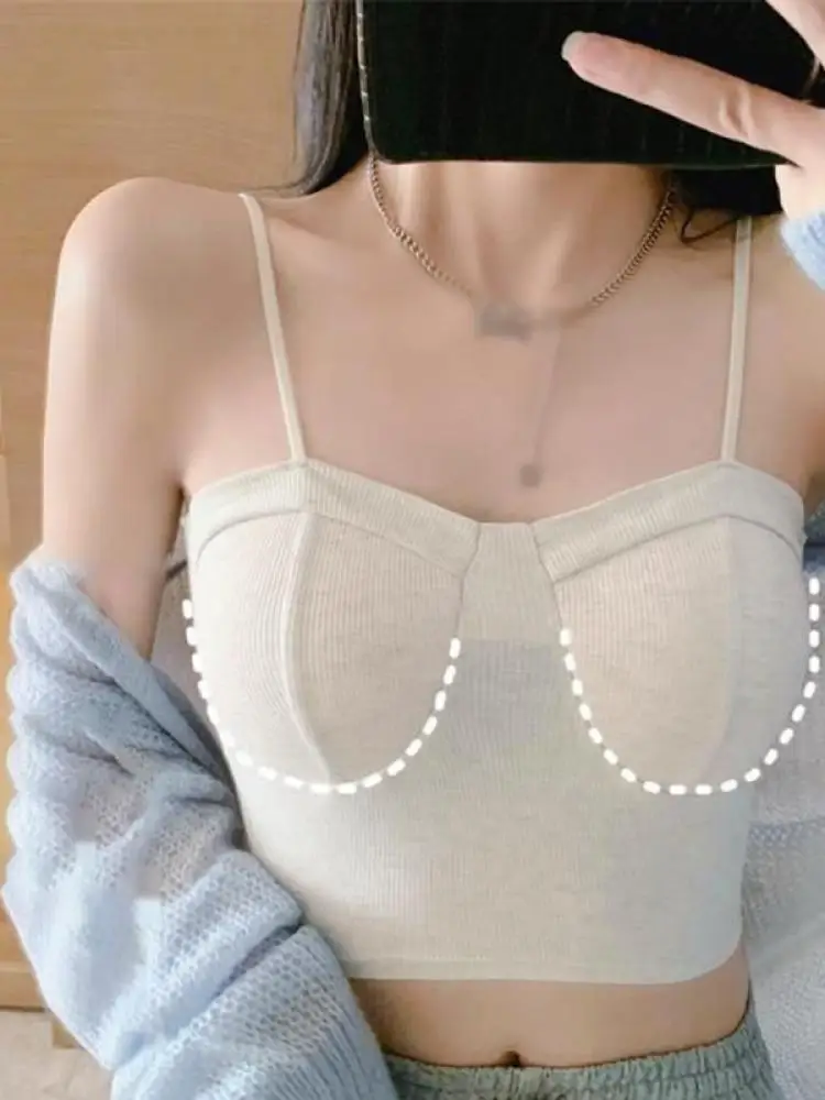 

Women'S New Ins Style Thin Shoulder Strap Base All-Match Trend All-In-One Comfortable Latex Beautiful Back Tube Top One Size
